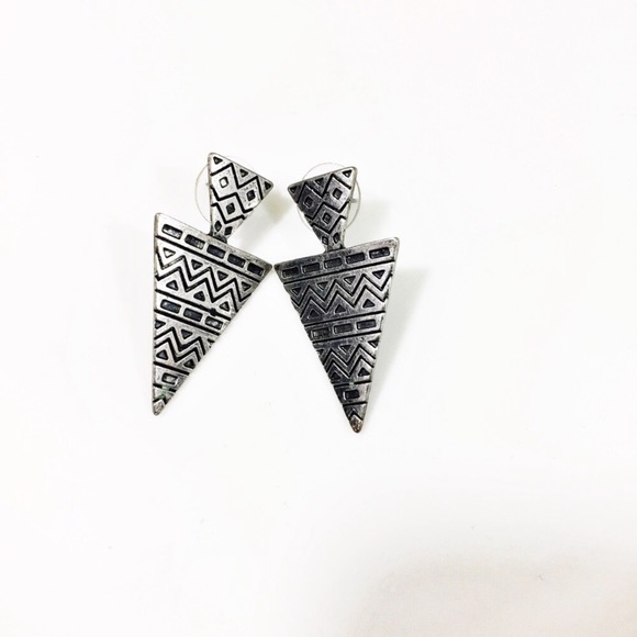Jewelry - Silver Arrowhead Aztec Earrings Post
